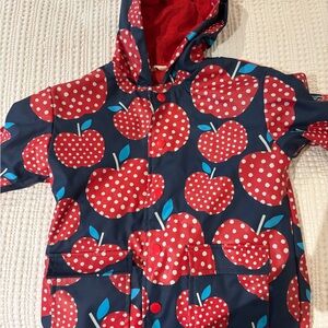Red Apple Print Hooded Rain Jacket